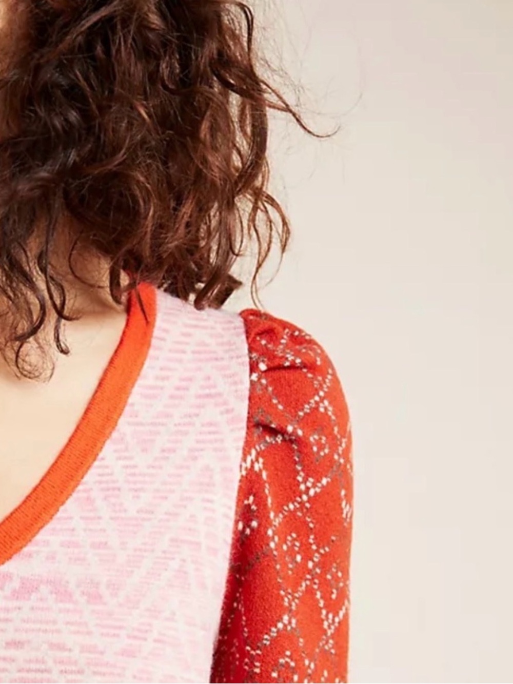 Anthropologie Cherie Sweater Heathered Pink and Orange 1X - Picture 4 of 8